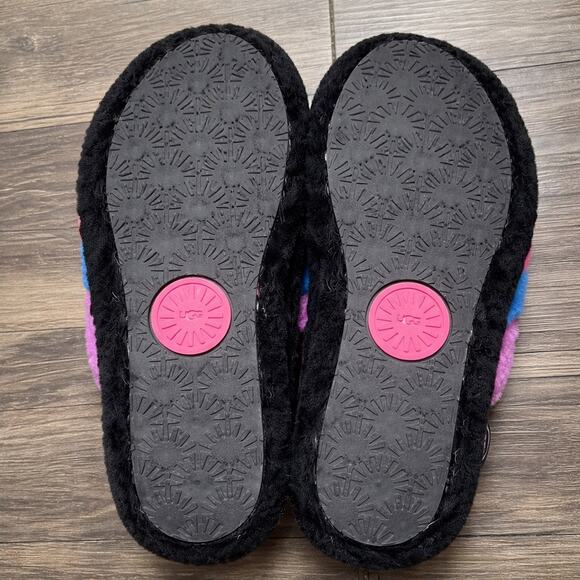UGG Fluff Yeah Slide Black Rainbow Sheepskin Platform Sandals Women’s 8 Y2K - Picture 6 of 6
